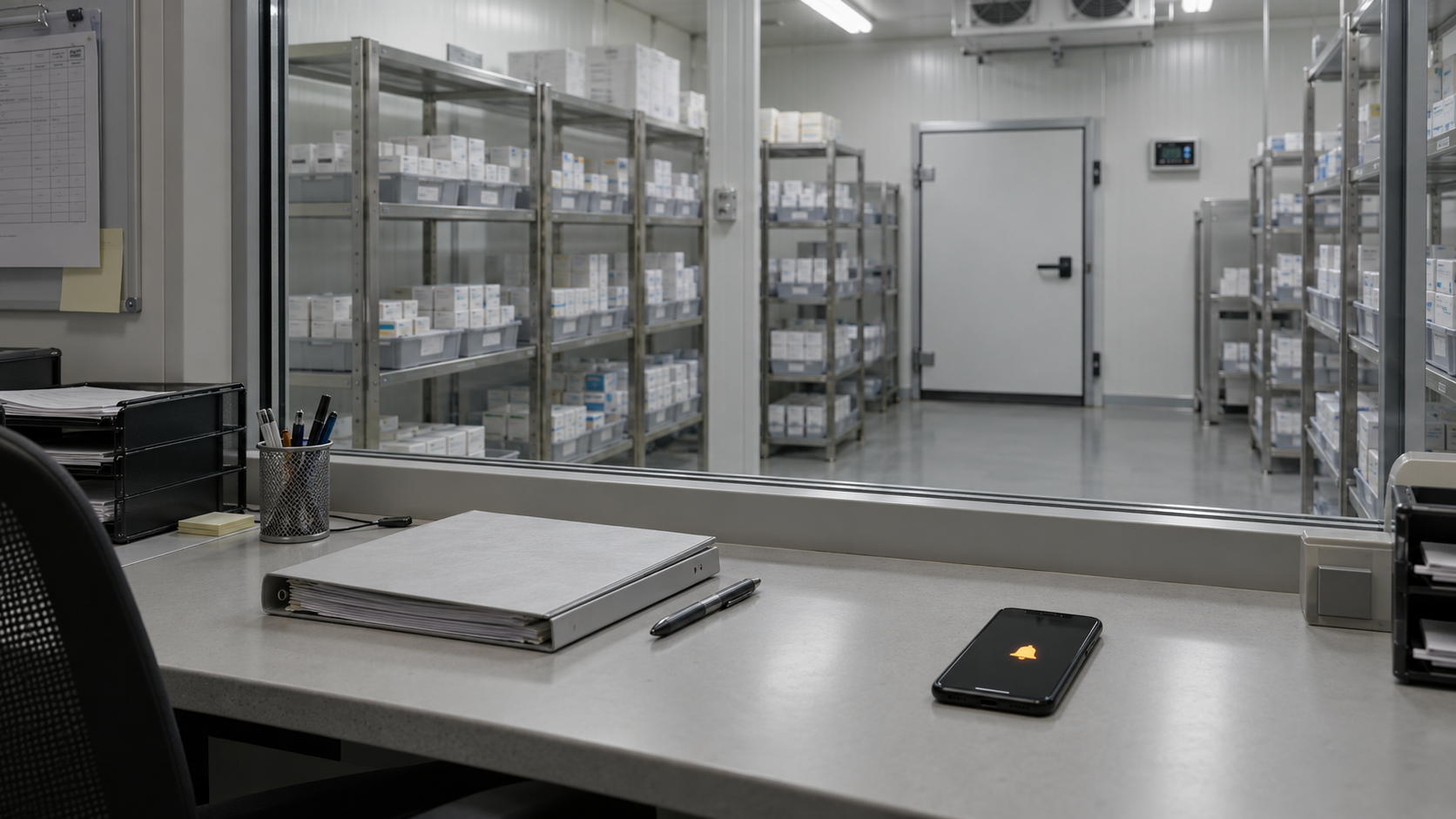 An unattended monitoring alert at a pharmaceutical cold-storage supervision desk