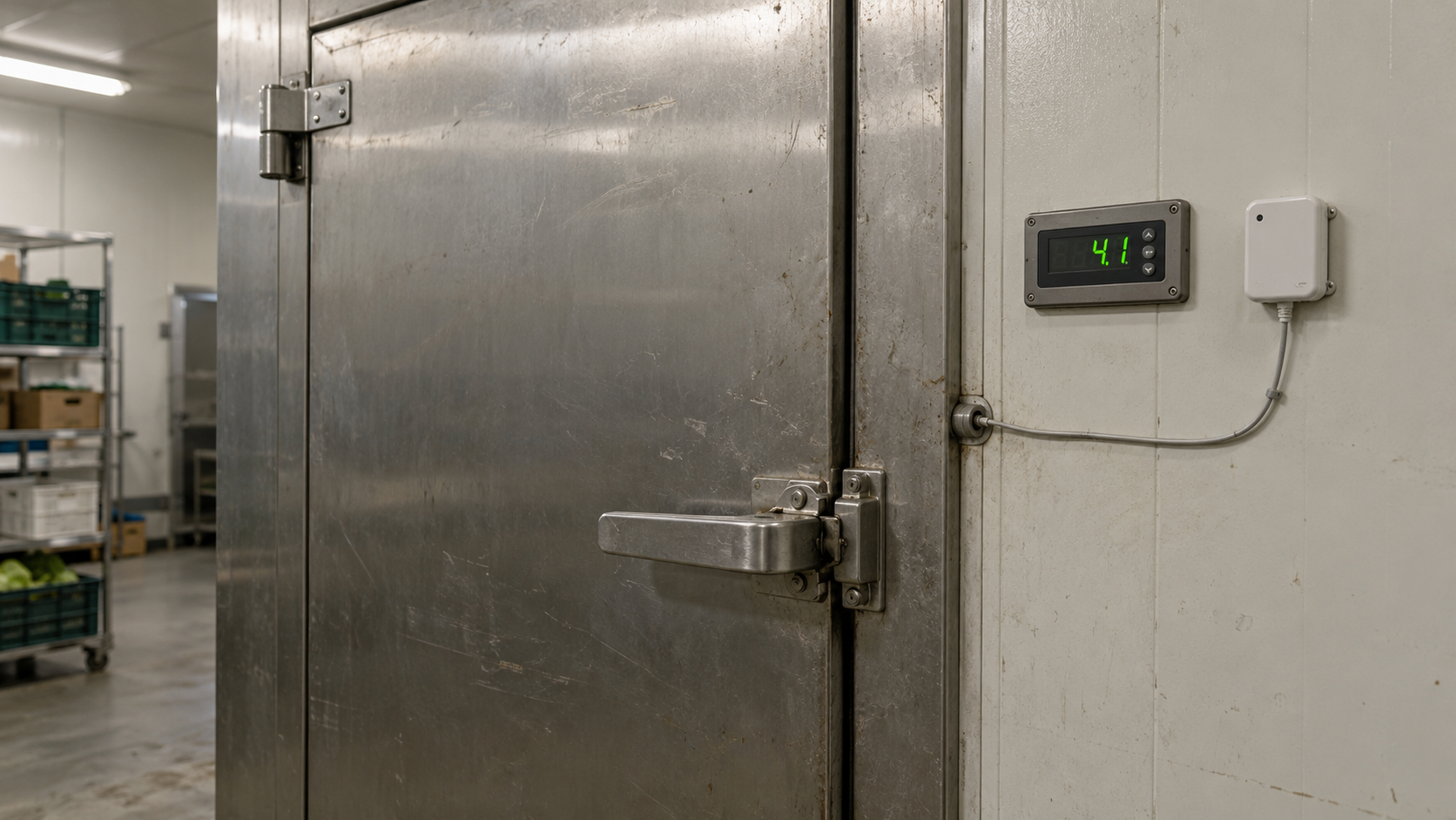 A refrigeration controller beside a separate temperature monitoring device